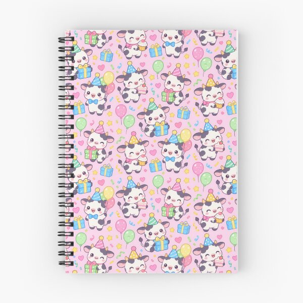 Item preview, Cute Kawaii Birthday Cows with Party Hats and Gifts Pastel Pattern designed and sold by Soft Berry Studio.