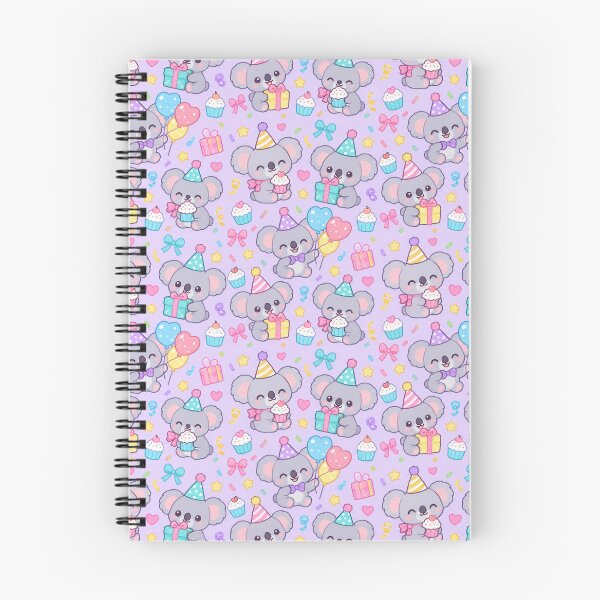 Item preview, Cute Kawaii Birthday Koalas with Cupcakes and Balloons Pastel Pattern designed and sold by Soft Berry Studio.
