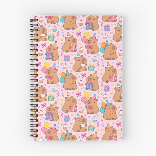 Item preview, Cute Kawaii Birthday Capybaras with Balloons and Gifts Pastel Pattern designed and sold by Soft Berry Studio.