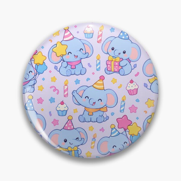 Item preview, Cute Kawaii Birthday Elephants with Star Balloons and Gifts Pastel Pattern designed and sold by Soft Berry Studio.