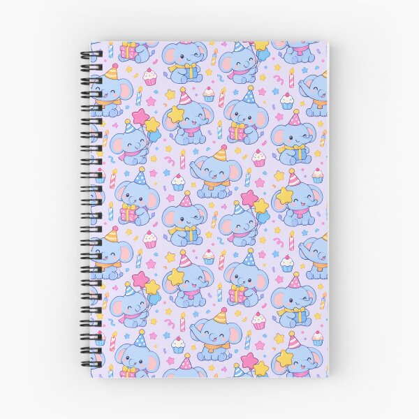 Item preview, Cute Kawaii Birthday Elephants with Star Balloons and Gifts Pastel Pattern designed and sold by Soft Berry Studio.