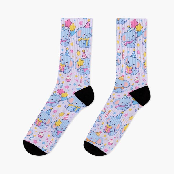 Item preview, Cute Kawaii Birthday Elephants with Star Balloons and Gifts Pastel Pattern designed and sold by Soft Berry Studio.