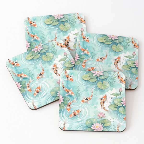 Item preview, Zen Japanese Koi Pond Lotus Pattern designed and sold by wallpapersarts.