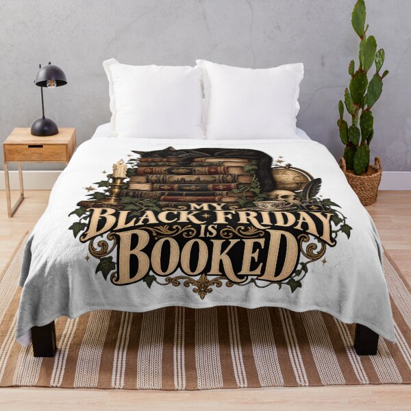 Item preview, My Black Friday Is Booked - Dark Academia Black Cat on Book Stack designed and sold by Neurospicy Trolls.