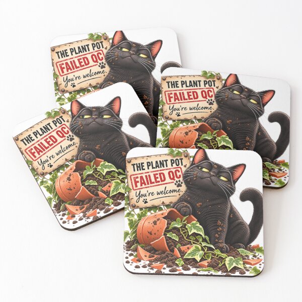 Item preview, The Plant Pot Failed QC – Funny Black Cat Design designed and sold by Refinedpaws.