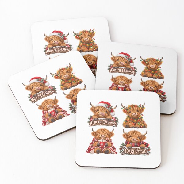 Item preview, Moo-ry Christmas Cute Highland Cow Holiday Pack designed and sold by TeNovaStudio.