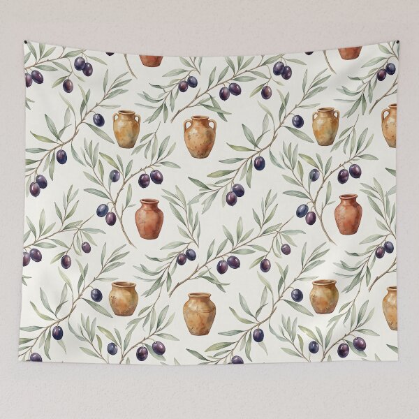 Item preview, Minimalist Tuscan Olive Branch Seamless Pattern designed and sold by wallpapersarts.