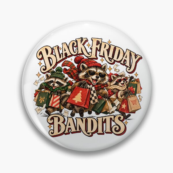 Item preview, Black Friday Bandits - Funny Raccoon Christmas Shopping Squad Goblincore designed and sold by Neurospicy Trolls.