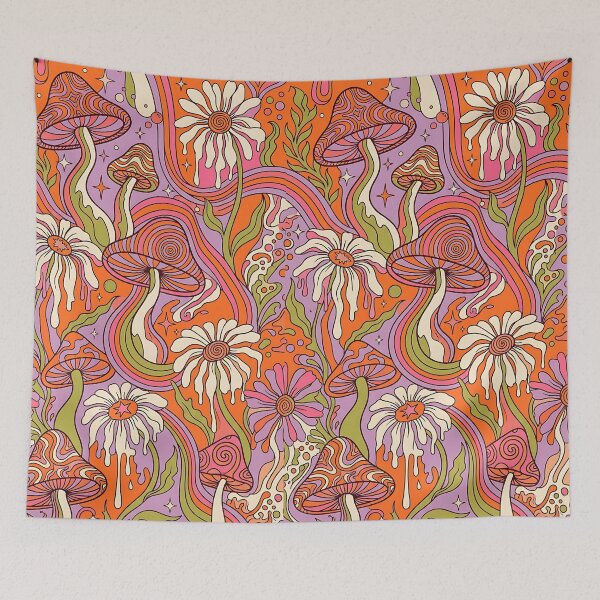 Item preview, Retro 70s Psychedelic Groovy Mushrooms Pattern designed and sold by wallpapersarts.
