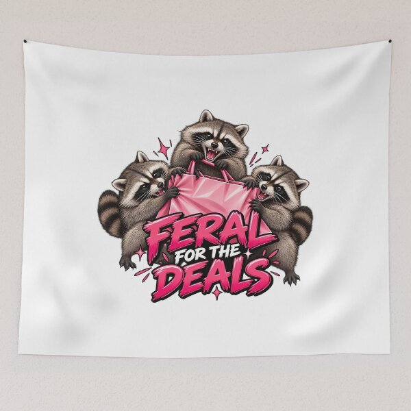 Item preview, Feral For The Deals - Funny Raccoon Black Friday Shopping Lovers designed and sold by Neurospicy Trolls.