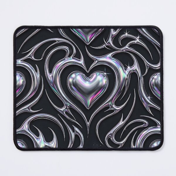 Item preview, Futuristic 3D Liquid Silver Hearts Pattern designed and sold by wallpapersarts.