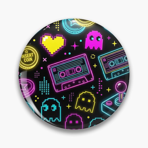 Item preview, Retro 1980s Neon Arcade Gaming Pattern designed and sold by wallpapersarts.
