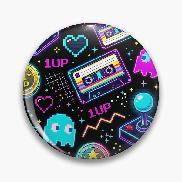 Item preview, Retro 1980s Neon Arcade Gaming Pattern designed and sold by wallpapersarts.