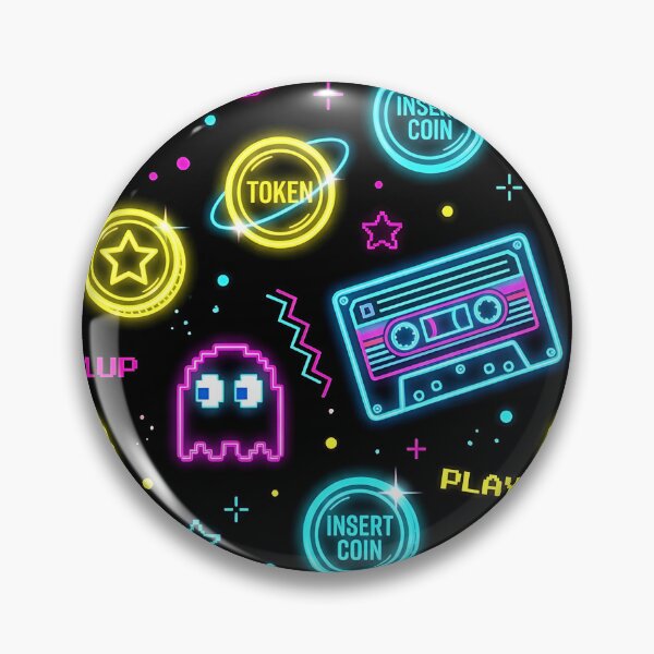 Item preview, Retro 1980s Neon Arcade Gaming Pattern designed and sold by wallpapersarts.