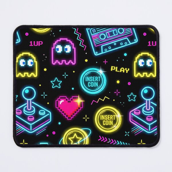 Artikelvorschau, Retro 1980s Neon Arcade Gaming Pattern entworfen und verkauft von wallpapersarts.
