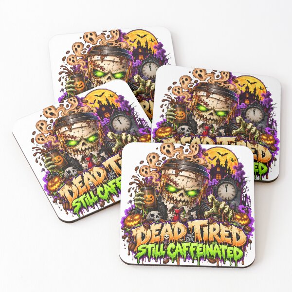Item preview, Dead Tired Still Caffeinated – Funny Zombie Coffee Cup Halloween Horror Cartoon designed and sold by Snackwear Apparel.