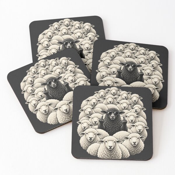 Item preview, Black Sheep Flipping Off Surrounded By White Sheep Cool Sunglasses Rebellion Circle designed and sold by Pliable.