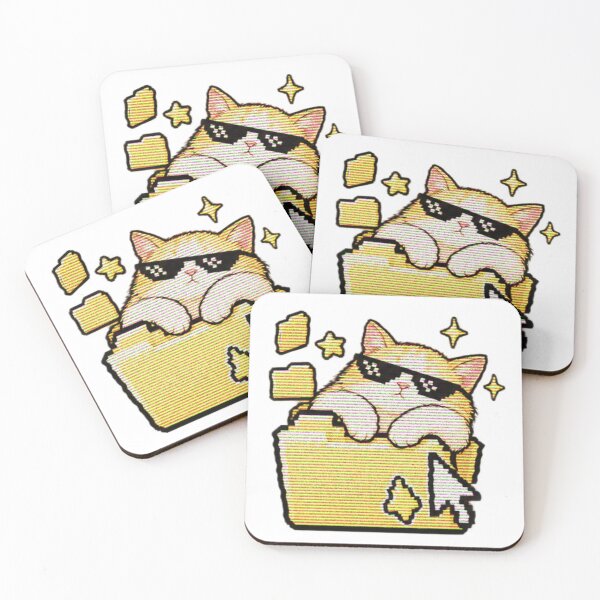Item preview, Cool Cat in a Folder – Retro Pixel Cat Art designed and sold by selvashop.