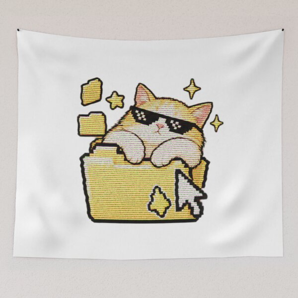 Item preview, Cool Cat in a Folder – Retro Pixel Cat Art designed and sold by selvashop.