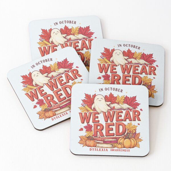 Item preview, In October We Wear Red Dyslexia Awareness Cute Halloween Ghost designed and sold by SkymarArt.