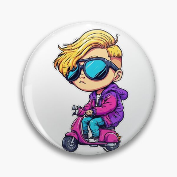 Item preview, Chibi Cool Boy Riding Pink Scooter Sticker designed and sold by AWADHESH  CHAURASIA.