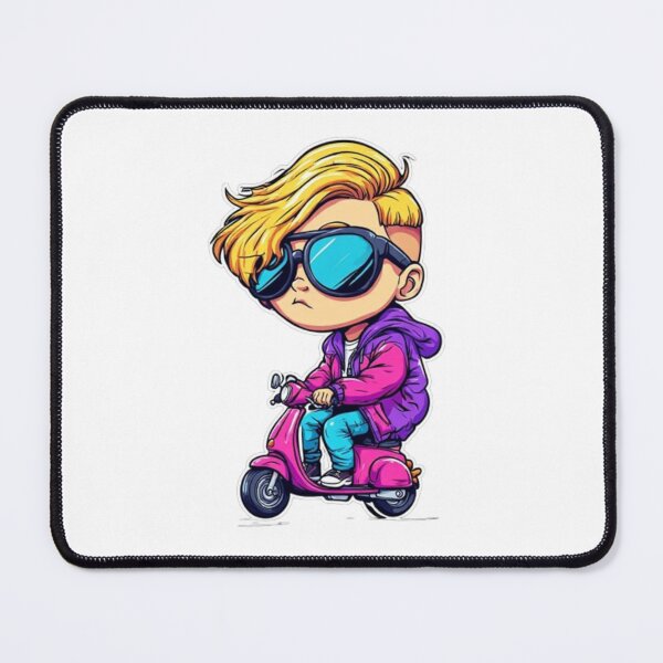 Item preview, Chibi Cool Boy Riding Pink Scooter Sticker designed and sold by AWADHESH CHAURASIA.