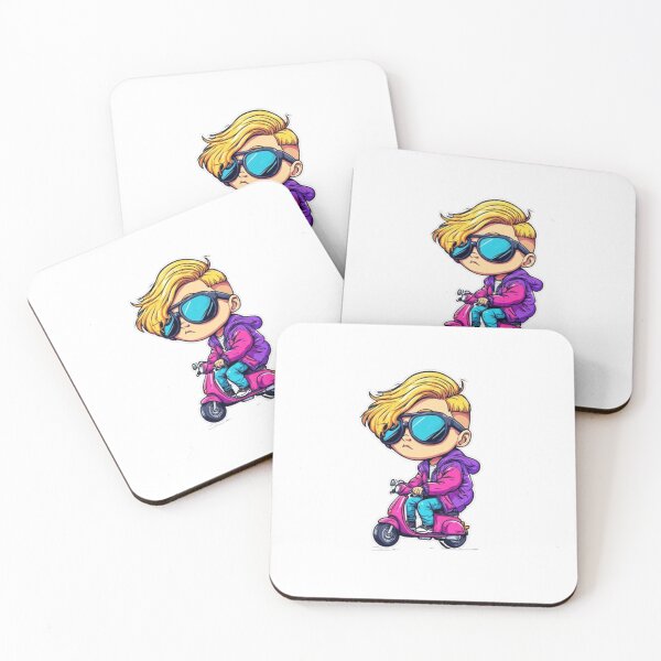 Item preview, Chibi Cool Boy Riding Pink Scooter Sticker designed and sold by AWADHESH  CHAURASIA.