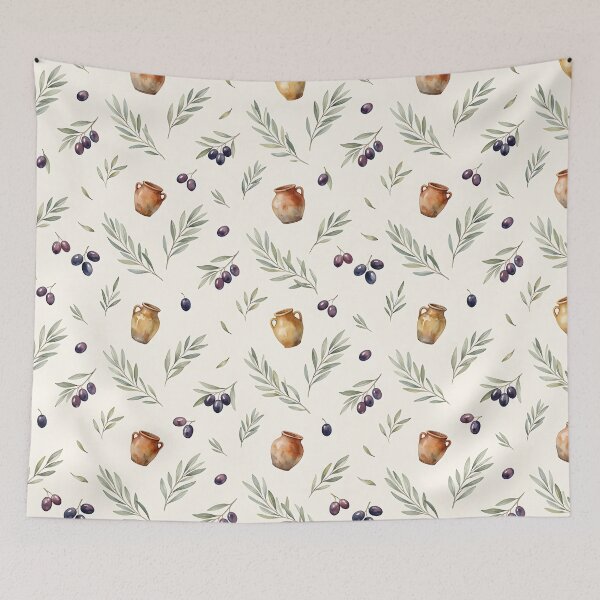 Item preview, Minimalist Tuscan Olive Branch Seamless Pattern designed and sold by wallpapersarts.
