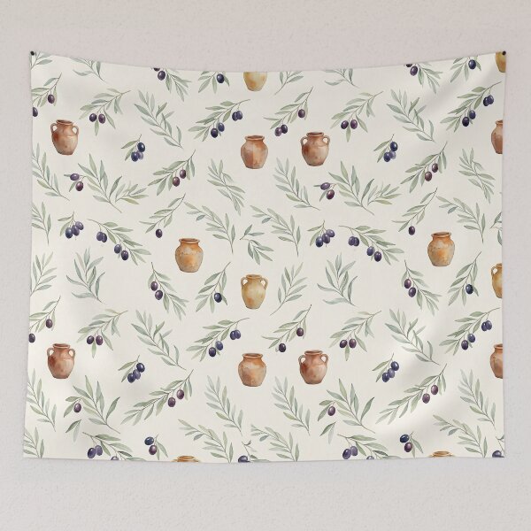 Item preview, Minimalist Tuscan Olive Branch Seamless Pattern designed and sold by wallpapersarts.