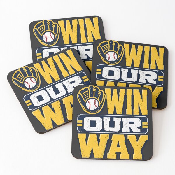 Item preview, Brewers Win Our Way Baseball Glove Emblem Navy Gold Bold Block Lettering Championship Mindset designed and sold by Pliable.