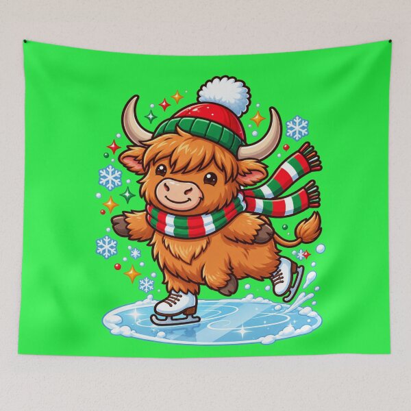Item preview, Ice Skating Highland Cow – Christmas Winter Fun designed and sold by JanRizz.