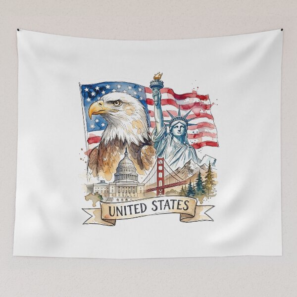 Item preview, USA Eagle, Flag and Statue of Liberty designed and sold by EdwinkOne.