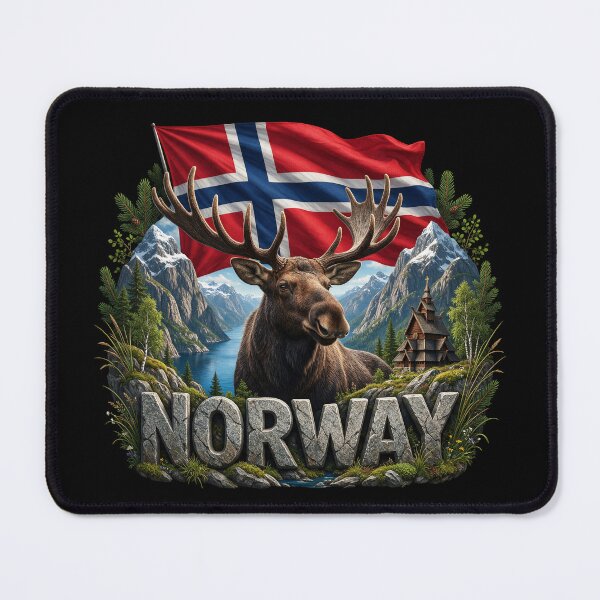 Item preview, Norway Heritage – Moose & Fjord Emblem designed and sold by FlagX.