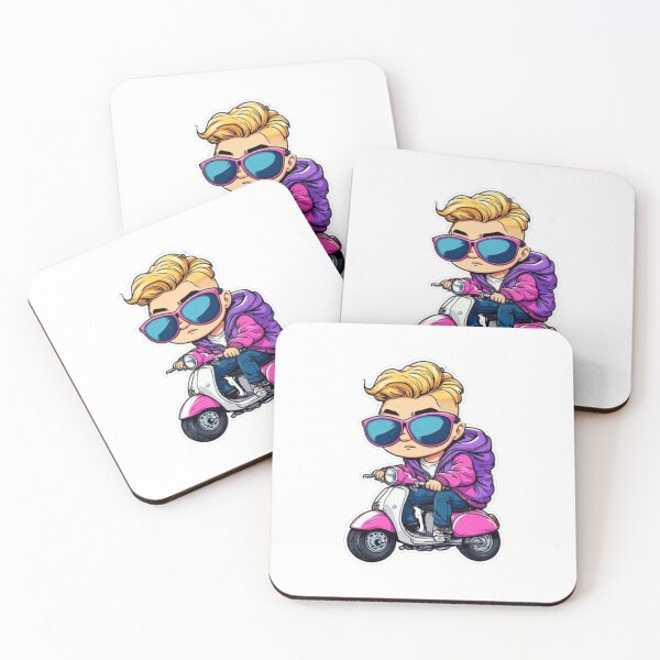 Item preview, Adorable Cool Boy on Pink Scooter Sticker designed and sold by AWADHESH  CHAURASIA.