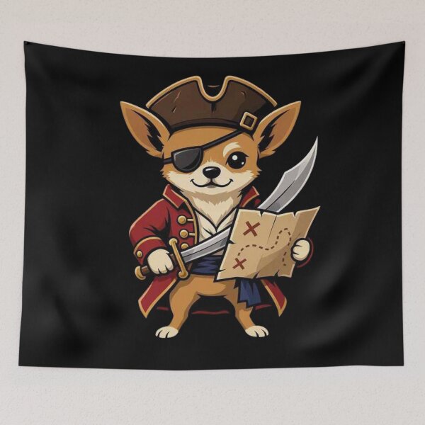 Item preview, Cute Pirate Chihuahua Treasure Hunter Cartoon designed and sold by Kawaii Care Studio .