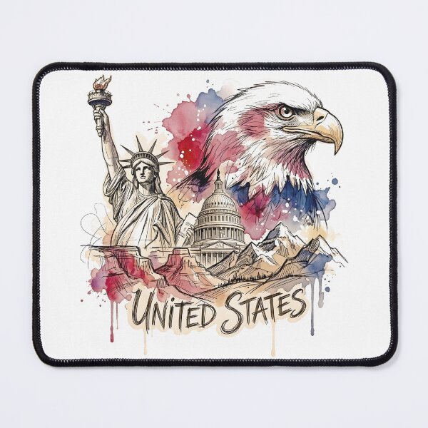 Item preview, USA Bald Eagle, Statue of Liberty Watercolor designed and sold by EdwinkOne.