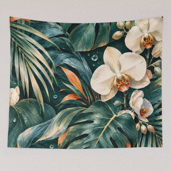 Item preview, Lush Jade Monstera Orchid Botanical Pattern designed and sold by Ammar Studio.
