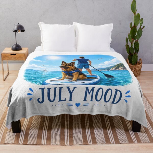 Item preview, German Shepherd July Mood – Summer Paddleboard Adventure designed and sold by Zampettalibera.