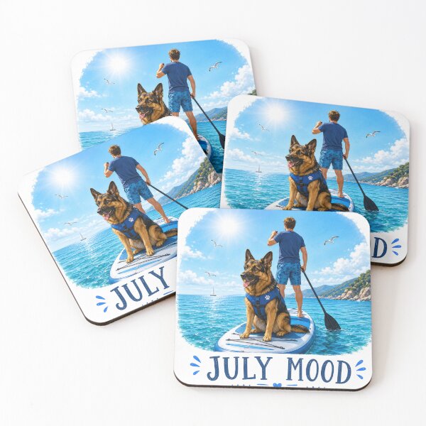 Item preview, German Shepherd July Mood – Summer Paddleboard Adventure designed and sold by Zampettalibera.