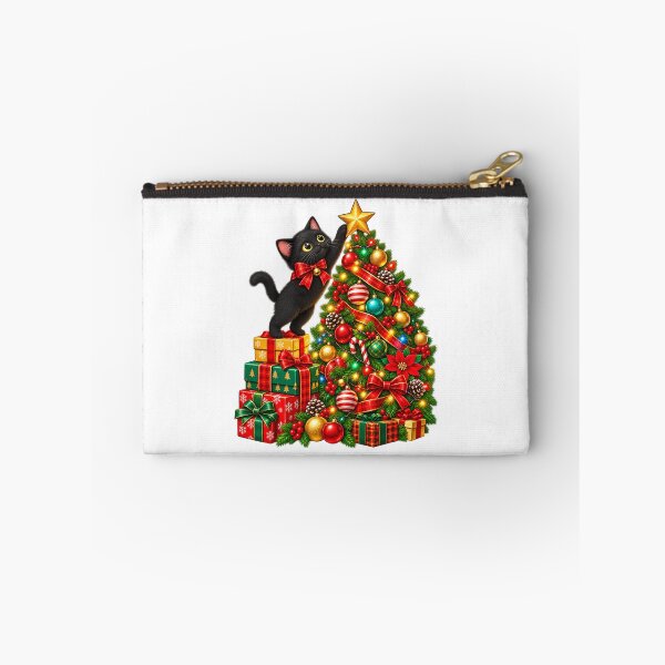 Item preview, Black Cat Hanging from Christmas Tree Festive Xmas designed and sold by ArtDesignTp.