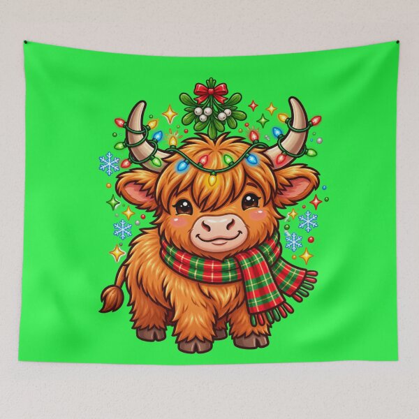 Item preview,  Highland Cow Under the Mistletoe – Christmas Kisses designed and sold by JanRizz.