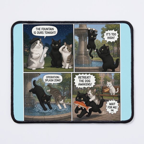 Item preview, Hilarious Fountain Heist! ?? (4-Panel Cat Comic Strip) designed and sold by PetalsPaws.