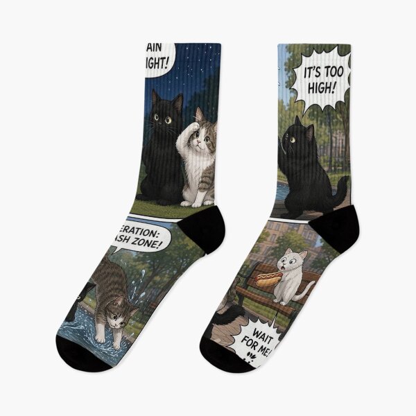 Item preview, Hilarious Fountain Heist! ?? (4-Panel Cat Comic Strip) designed and sold by PetalsPaws.