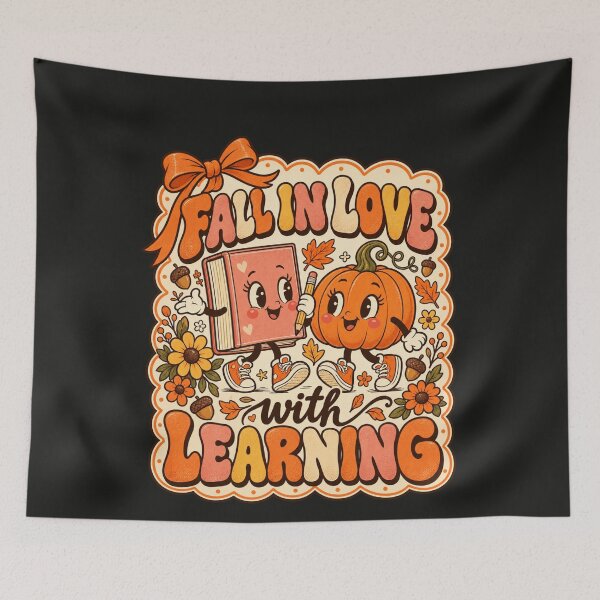 Item preview, Fall in Love with Learning Preppy Pumpkin Teacher Book Art designed and sold by AmiGraph.