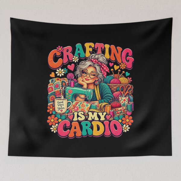 Item preview, Crafting Is My Cardio Funny Sewing Crochet Crafter Retro  designed and sold by alyedel.