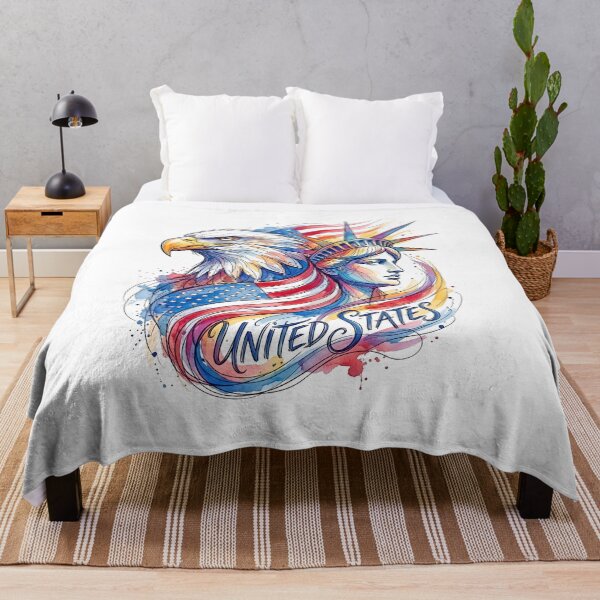 Item preview, USA Bald Eagle and Statue of Liberty Watercolor designed and sold by EdwinkOne.