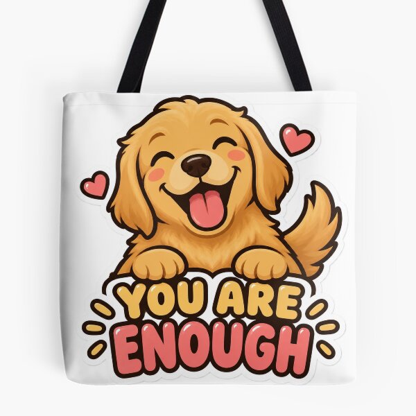Item preview, You Are Enough Happy Golden Retriever Puppy Positive Sticker designed and sold by Varaprasad43.