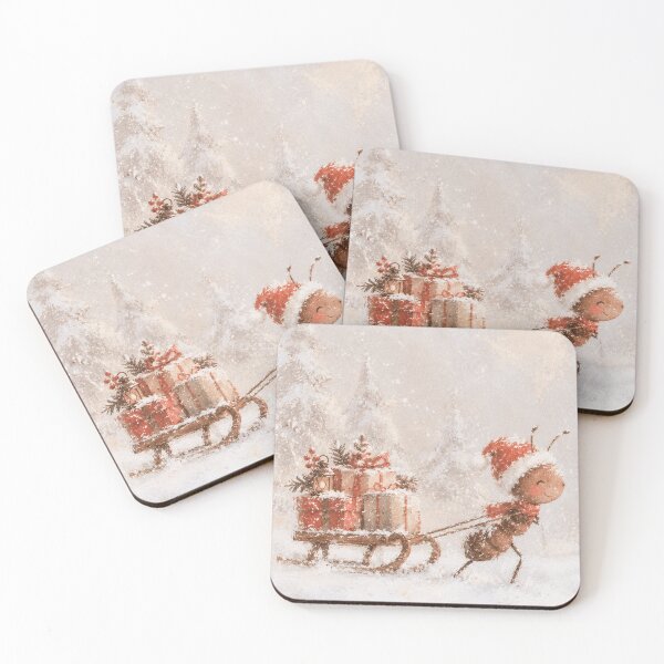 Item preview, Cozy Christmas Ant – A Little Ant Pulling a Sled Full of Gifts designed and sold by mayatA-rt.