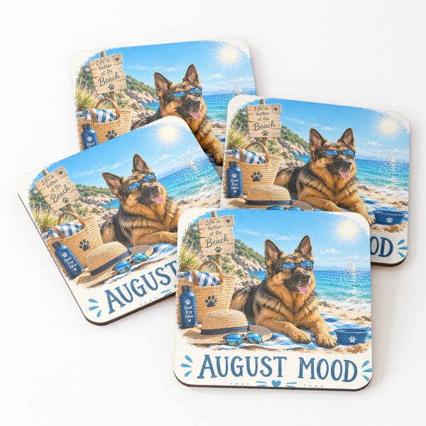 Item preview, German Shepherd August Mood – Summer Beach Relaxation designed and sold by Zampettalibera.