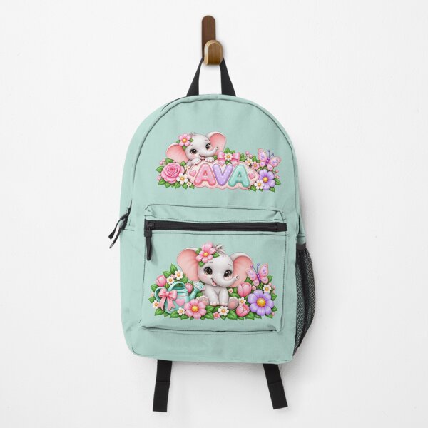 Item preview, Ava Little Elephant Garden – Cute Pastel Baby Elephant Floral Personalized Name designed and sold by HO•Designs.